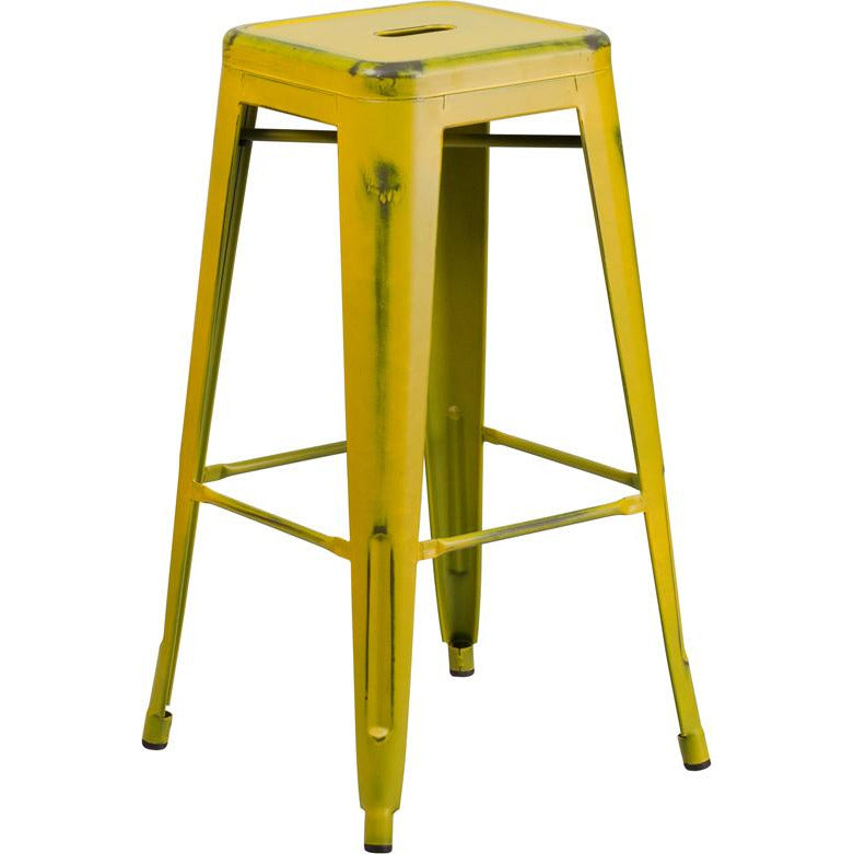 Fiora Backless Bar Stool Distressed